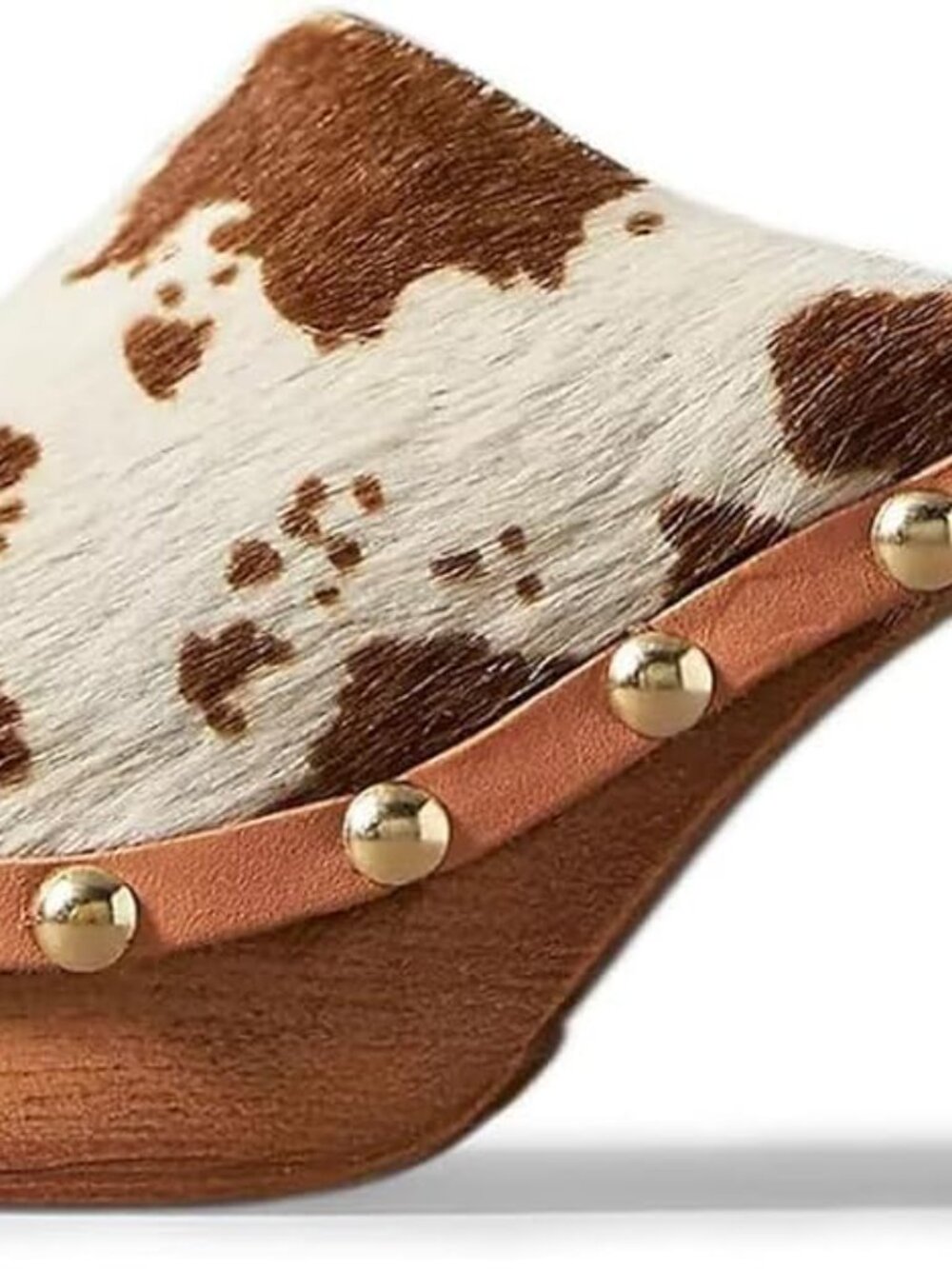 Cow Print Brown & White Platform Clog Mule - Picture 4 of 4